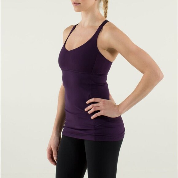 RARE Lululemon Satin Straps Open Back Lightweight Purple Yoga Tank 6 NWOT - Picture 4 of 12